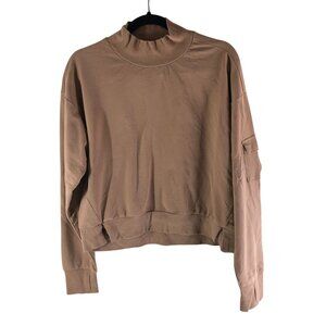 All In Motion Womens Brown Mock Neck Pullover Sweatshirt M Cotton Blend